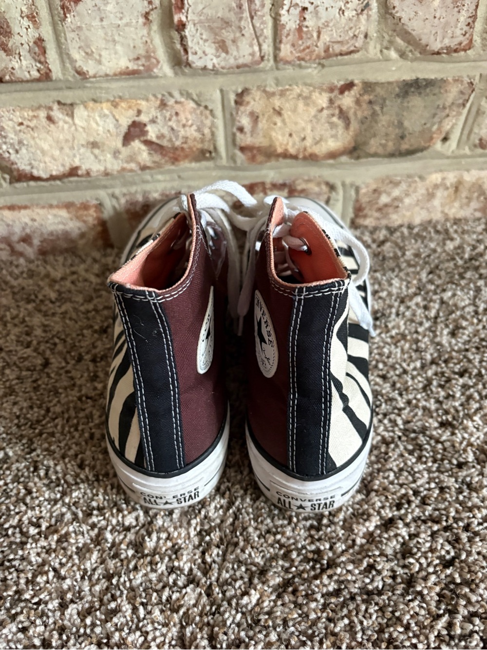 Converse High Top Sneakers - Maroon & Zebra Print - Picture 4 of 4